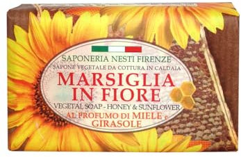 Saponeria Nesti Firenze:Marsiglia in Fiore Natural Soap, honey and sunflower Scent 4.4 Ounces (125gr) Packages (Pack of 2) [ Italian Import ]