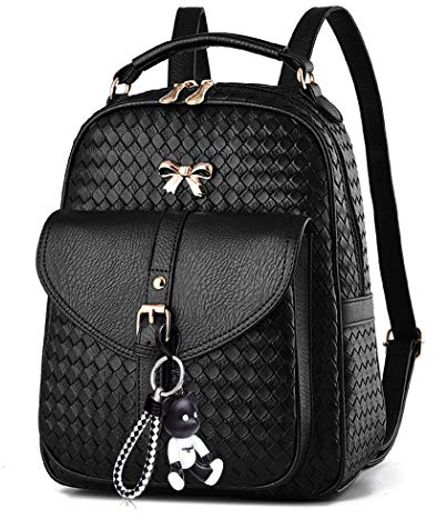DEERWORD Donna Borse a Zaino Borsa a Zainetto Elegante Tracolla Zaini Firmate Marca Zainetti Antifurto PU pelle 5255 1 pz Nero V1
