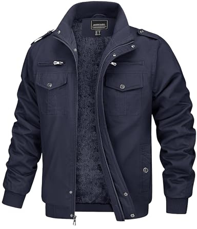 MAGCOMSEN Vinterjacka herr jacka varm fleecejacka herr övergångsjacka jacka arbetsjacka parkas pilotjacka utomhus, Mörkblå, XL