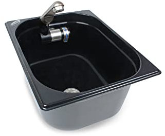 Edelstahl Spülbecken Camping Spüle Waschbecken Design schwarz + Ablauf 325x265x150mm Barwig schwarz chrome Design Wasserhahn integriert (ad-ideen)