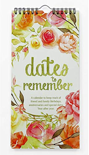 Inkdotpot Floral Perpetual Calendar Birthday Wall Hanging Anniversary Special Event Reminder Gold Foil Print Calendar Book Journal Stationary Wall Hanging Birthday Gift Card Planner Organizer
