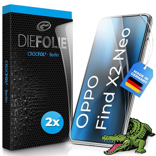 Crocfol Schutzfolie vom Testsieger [2 St.] kompatibel mit Oppo Find X2 Neo - selbstheilende Premium 5D Langzeit-Panzerfolie - inkl. Kamera Schutzfolien (Casefit)