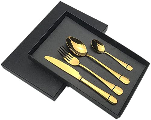 Cubiertos Juegos de Cubiertos Juego de 4 Piezas de 16 Palos Cuchillos de bistec de Acero Inoxidable Tenedores Cuchara Juegos de Cubiertos Mixtos Cubiertos de Comida Occidental Vajilla Juegos de