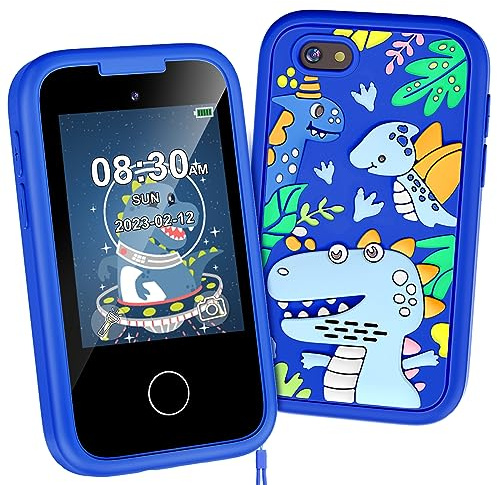 Kinder Smart Phone für Jungen, Weihnachten Geburtstag Geschenke für Jungen Mädchen Alter 3-10 Kinderspielzeug Handy, 2,8 „Touchscreen Kleinkind Lernen Spielen Spielzeug Telefon mit 8G SD-Karte (blau)