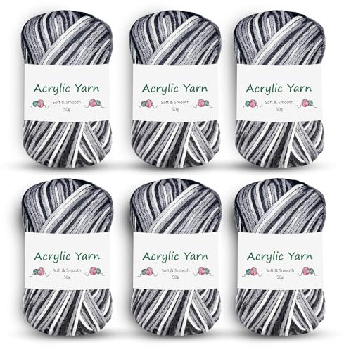 VORHOT Baumwolle zum Häkeln, 300g Häkelgarn, Häkelwolle, Wolle Baumwolle Häkeln von Socken, Mützen, Schals (Nadelstärke: 3,0-4,0 mm), Grau Gefärbt