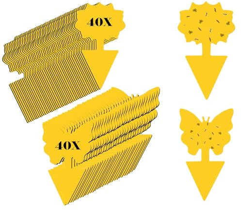80 Stück Fruchtfliegenfalle & Obstfliegenfalle - Gelbe Klebefallen gegen Fliegen, Trauermücken und Insekten - Gelbsticker und Gelbtafeln für Küche, Zimmerpflanzen & Innenbereich
