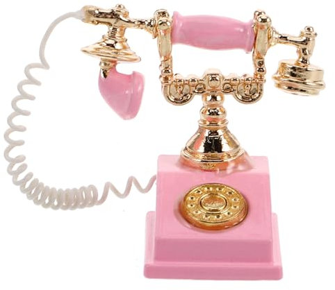 Toyvian Miniatur-telefonmodell Vintage Telefonstütze Puppenhaus-miniaturen Alte Telefonstütze Spielzeug-Telefon Mini-zubehör Für Puppen Mini-puppenhausmöbel Miniaturfigur Rosa Legierung