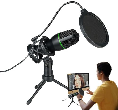 Micrófono de podcast, equipo profesional de podcast, micrófono de fácil configuración, kit de micrófono de podcast de transmisión USB, micrófono de grabación de transmisión de escritorio/laptop, juego