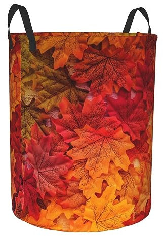 Cesta De Almacenaje Hojas De Otoño Cesta Cubo De Ropa Sucia Plegable Cesta Colada Redondo Bolsas De Ropa Para Sala Familiar 40X50Cm