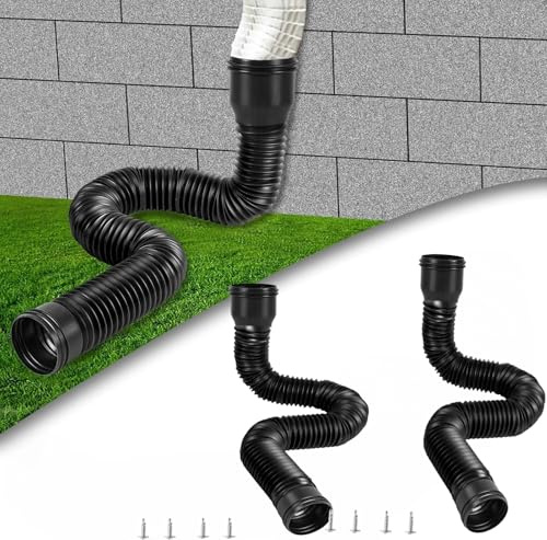 Tubo Drenaje Canalón Lluvia Retráctil,Conector de Drenaje de Diseño Dividido,Extensión Bajante Canal Flexible,Extensión Canalón Lluvia,Se puede estirar 21 cm a 60 cm,Negro