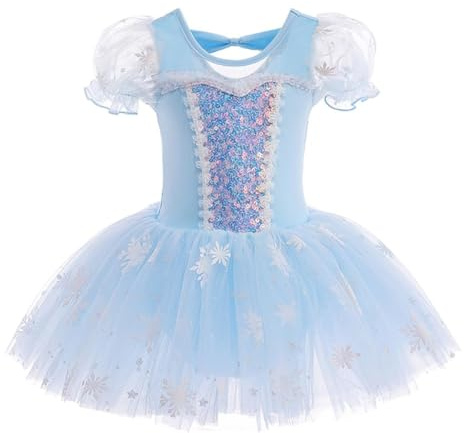 Lito Angels Girls Ballet Tutu Dress Ballerina Princess Costume Sparkling Blue Tulle Skirt Kids Dance Wear Birthdays Fancy Outfit Age 6-7 Years