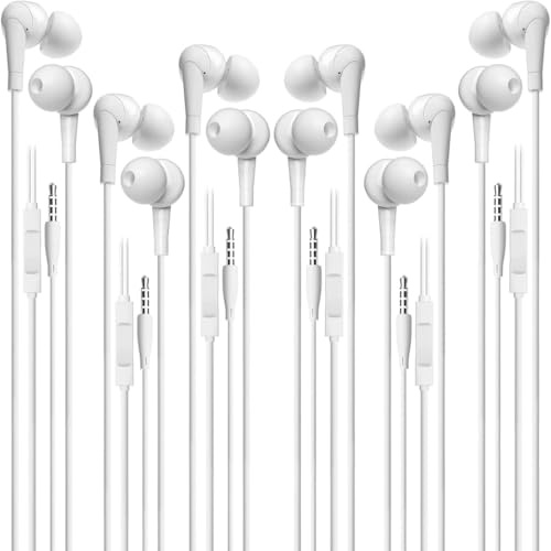 TOUNYSNG Auriculares con cable [llamada clara], [certificado MFi] Auriculares de 3.5 mm con micrófono y control de volumen HiFi estéreo para iPhone/iPad/Kindle/Radio meteorológica [paquete de 6