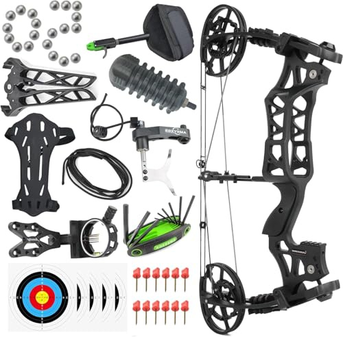 40-70lbs Archery Compound Bow Set Steel Ball and Arrow Dual Purpose Bow Adjustable Hunting Bows for Adult Beginner Hunting RH&LH