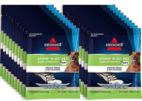 Bissell Stomp 'N Go Pet Lifting Pads + Oxy for Stain Removal on Carpet & Area Rug Cleaning, 20 Pack, 2194, 20 Count