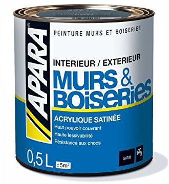 Peinture intérieure couleur, acrylique satinée 0.5 litre Blanc