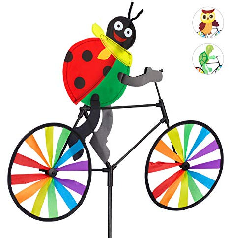 Relaxdays 1 Molinillo de Viento Mariquita para Terraza, Jardín y Niños, Poliéster y Plástico, Multicolor