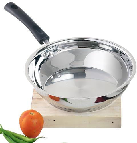 Vinod Stainless Steel Frying Pan – 24 cm | Skillet Pan with Bakelite Cool-Touch Handle | SAS Bottom | Induction & Ceramic Compatible | Ideal for Eggs, Bacon, Sausages & Sautéed Veggies