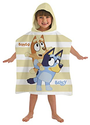 Bluey Bingo Poncho mit Kapuze Strandtuch Kinder Schwimmen Badetücher für Kinder Charakter TV Show Geschenk für Jungen Mädchen 50 x 115 cm