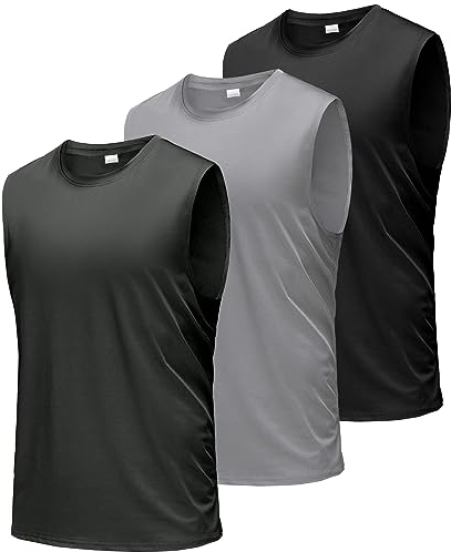 Boyzn Tank Top Herren 3er Pack Training Fitness Bodybuilding Tankshirt Schnelltrocknendes Muskelshirt Ärmellos Weste für Men Black/Grey/Dark Grey-3P05-3XL