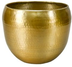 Serene Spaces Living Brass-Look Aluminum Cachepot: Handcrafted in India, Elegant Wedding & Home Decor, Vintage Planter for Indoor Plants, Flowers, Table Centerpieces, Small, 13 Diameter & 10.5 Tall
