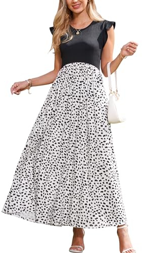 OUGES Women Summer Maternity Dresses Sleeveless Maxi Nursing Dress Breastfeeding with Pockets-XL