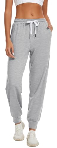 HAPYWER Jogginghose Damen Lang Trainingshose High Waist Sweathose Baumwolle Joggpants Casual Sweatpants Freizeithose für Frauen und Mädchen(Grau,M)
