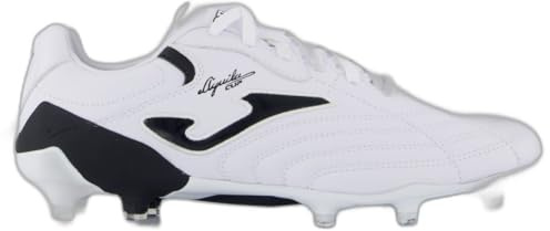 Joma Firm Ground Football Boots - Eagle, 38 to 46 - Made with High Performance Microfiber and Added Cleats for Weight Distribution and Better Grip, White Black, 9.5 UK