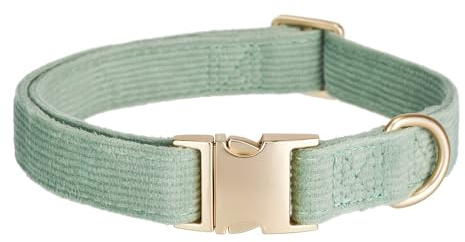 YUDOTE Collar de pana de algodón natural ultrasuave para perros grandes con piel sensible, color verde salvia