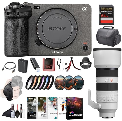 Sony FX3 Full-Frame Cinema Camera ILME-FX3, Sony FE 70-200mm Lens, 64GB Memory Card, Filter Kit, Color Filter Kit, Lens Hood, Bag, NP-FZ100 Compatible Battery, Card Reader, and More