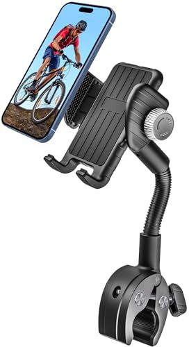 woleyi Gooseneck Phone Holder for Bike - Motorcycle Phone Mount, 360° Rotatable Adjustable Cell Phone Handlebar Clamp, Scooter Phone Clip, for iPhone Air 17 Pro Max 16 1514 13, S25, 4.7-7 Smartphones