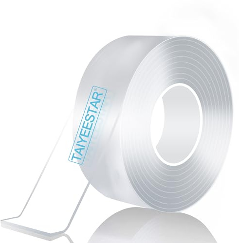 Taiyeestar 5M Nastro biadesivo extra forte trasparente, Rimovibile Multifunzione Potent Tape per tappeti/foto, pareti, cucina, casa, auto o esterni - Larghezza 20mm, spessore 2mm