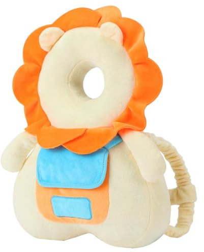 Aitakatta Baby Head Protector Backpack, Adjustable Backpack Toddlers Head Safety Pad Cushion, Baby Head Back Protection Safety Pads for Walking Crawling, for Age 5-24 Months(Lion,1P)