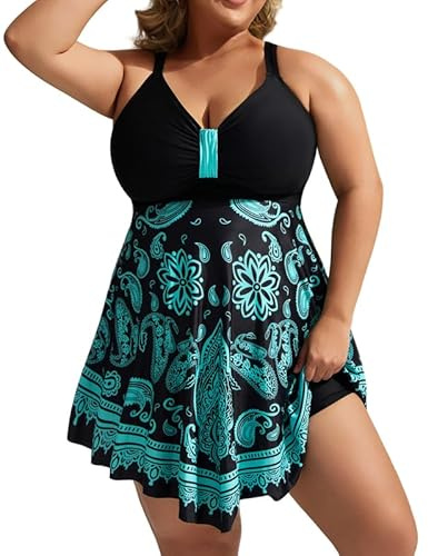Hanna Nikole Bademode Damen Bauchweg Badekleid GroßE GrößEn Einteiler Badeanzug Shape Bademode GerüSchter Schwimmanzug Weiche Strandmode Mit Badeshorts &Verstellbarer Schultergurt