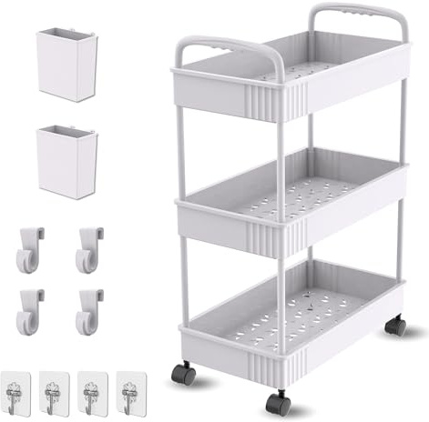 Ph Pro Heat Carrito Auxiliar con Ruedas para Cocina y Baño de Plastico- Carrito de Almacenamiento con Ruedas – Carrito Organizador Manualidades – Frutero de Cocina.
