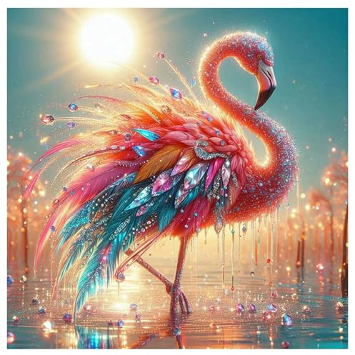 SHEGZHUC Glitter Flamingo Pink 30 x 30 cm Mosaic Diamond Painting Wall Decoration