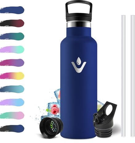 Botella Termica 500ml, Botella Agua Acero Inoxidable Niños Cantimplora Termo con Pajita, Reutilizable, sin BPA, Fácil de llevar, Cantimplora Termica para Niños, Escuela, Adultos, Camping, Gimnasio