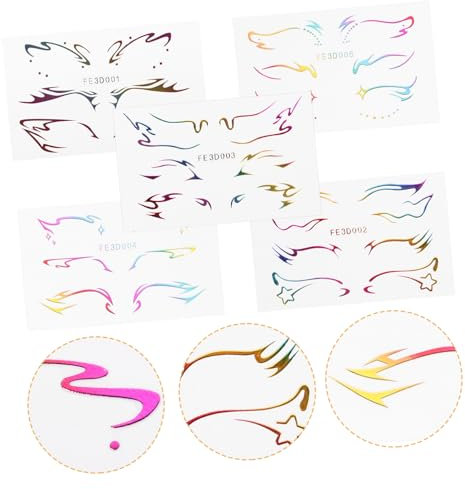 Ipetboom 5fogli Decalcomanie Per Eyeliner Adesivi Per Trucco Occhi Tatuaggi Temporanei Per Viso Donne Sticker Viso Per Discoteche Carnevali Halloween
