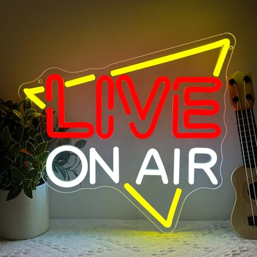 BEISKAFNVSZ LIVE ON AIR Enseigne Néon LED USB Personnalisée Enseigne Lumineuse Murale Rétro Intensité Variable Pour Maison Bar Salle de Musique Studio Club Podcast Décoration