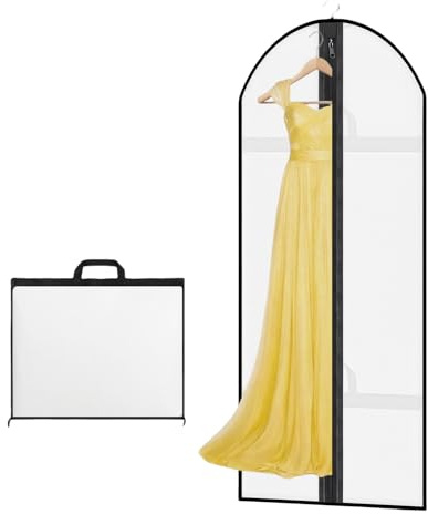 AMFUN Dress Bag,Full Length Travel Suit Bag with Zipper, Dust-proof Clothes Covers Protector Bags,Gown Garment Bag for Long Dresses, 180×60 cm (White)
