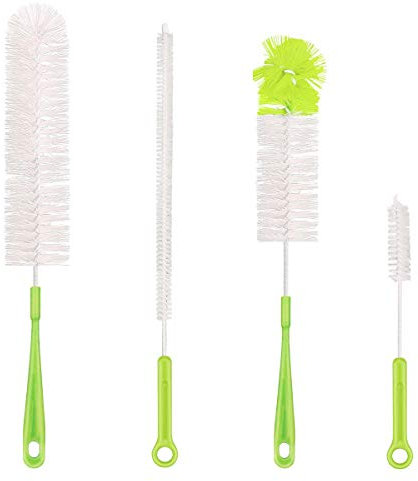 Qisan 5Pcs Juego de Cepillos de Limpieza de Botellas Cepillos Multiusos Cepillos de Botellas Largas Limpiadores de Botellas de Agua-Verde