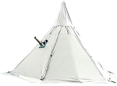 TentHome - Tienda de campaña de 4 plazas, Tipi impermeable de 4 estaciones con agujero de chimenea, pirámides para senderismo al aire libre y trekking (blanco, con media red)
