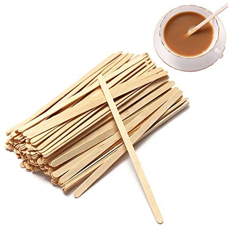 Coffee Stir Sticks, 200pcs Wooden Stirrers for Coffee, Tea, Milk, Juice, DIY Crafts (4.3inch)