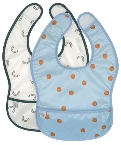 LÄSSIG Set di 2 bavaglini per neonati con chiusura in velcro idrorepellente/Lightweight Bib Happy Rascals Smile
