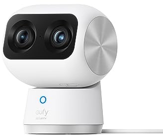 eufy Security Indoor Cam S350 Dual Cameras 4K UHD Indoor Security Camera with 8× Zoom and 360° Coverage, Ideal for Baby Monitor/Pet Camera/Dog Camera/Home Security, Human/Pet AI(Renewed)
