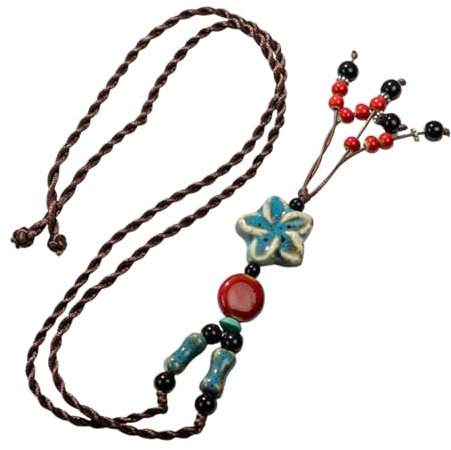IOETSEUT Halskette Mode Schmuck Böhmisch Vintage Handgemachte Halskette Keramik Perlen Anhänger Bulk Ware Collier Femme Bohemian Schmuck Geschenk