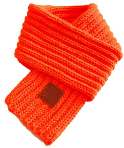 Whakano Winter Strickschal für Jungen Mädchen,Warme Schals Kinder,Nackenwärmer für Kinder,Baby Schal Winter,Halswärmer Mädchen,Gestrickter Kinderschal,Schön Schals,Winter Geschenk,Orange