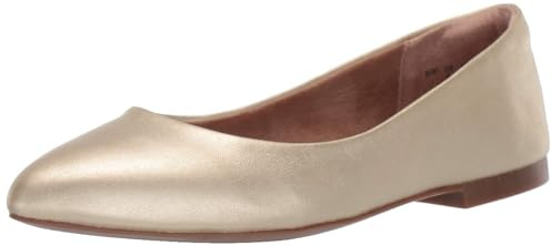 Amazon Essentials Women's Pointed-Toe Ballet Flat, Gold, 6 UK Wide