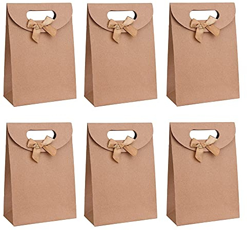 20 Pezzi Sacchetti Carta con Manici, Riciclabili Sacchetti, Sacchetti Carta Riciclata, Borse Carta Kraft con Manico, Caramella Sacchetto di Carta Kraft, per Confezionare Caramelle e Biscotti