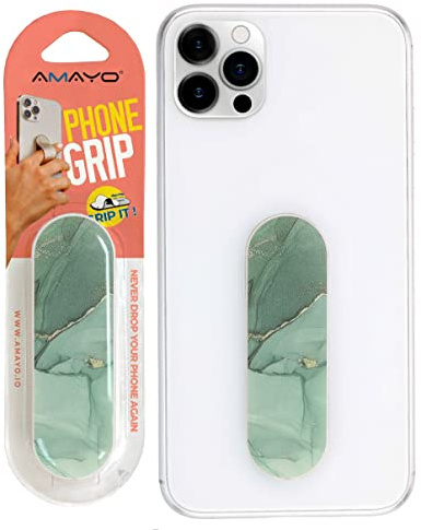 Amayo Grip – originalet! Smartphone fingerhållare – mobiltelefon fingerhållare telefon grepp mobiltelefonhållare stativ handtag – mobiltelefonhållare mobiltelefon ring (marmor serie – grön)