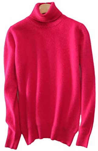 Disimlarl Dam höst varm mink kashmir mjuk polokrage tröjor pullovers, Rosa, M